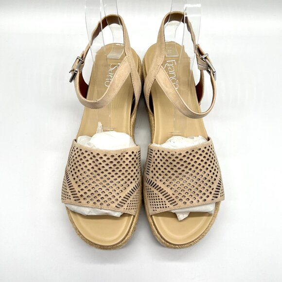 Franco Sarto 10M Tennia Beige Suede Leather Platform Espadrilles Sandals‎ Shoes - Picture 3 of 15
